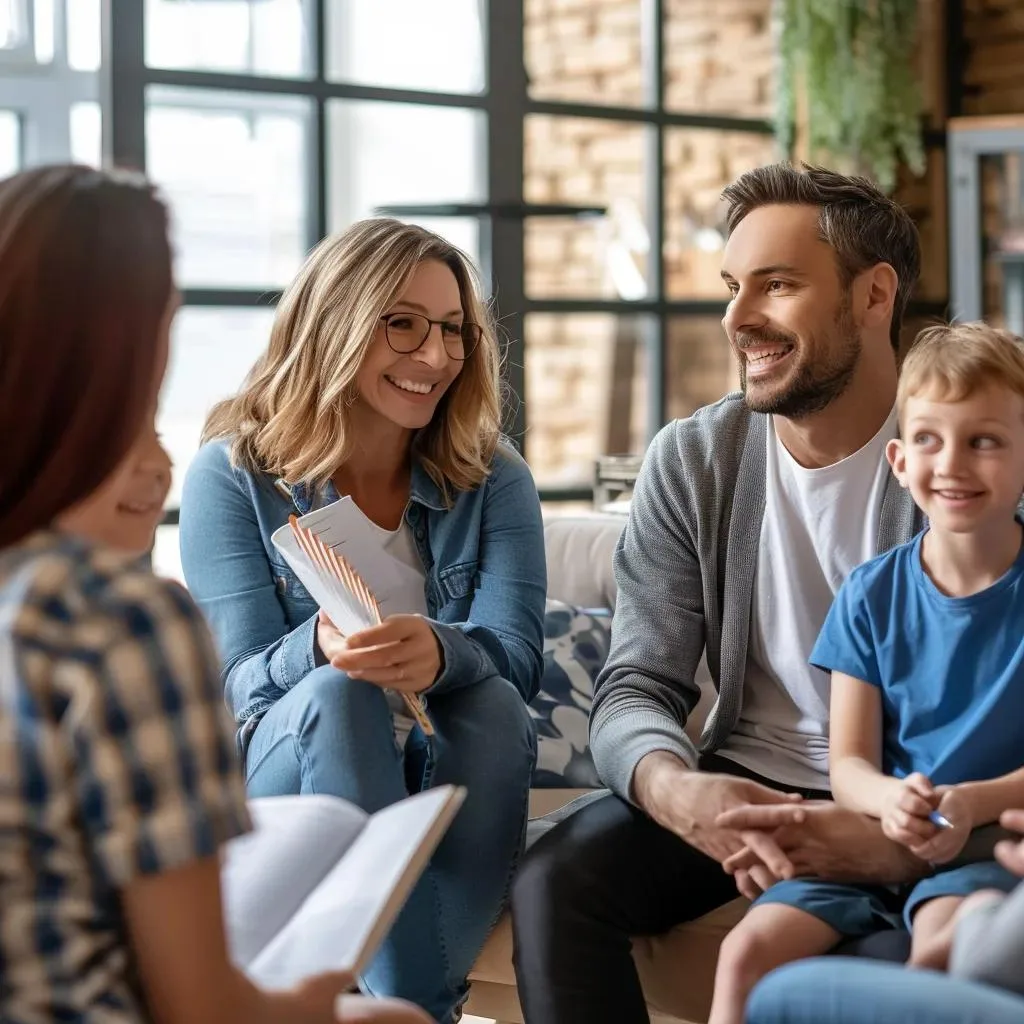 Family Participating In A Therapy Session Supporting Dual-Diagnosis Recovery