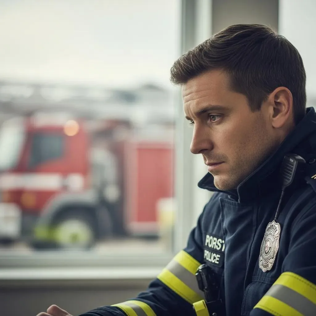 First Responders Rehab Programs Las Vegas, Nevada A First Responder Reflecting On Ptsd And Burnout, Highlighting The Need For Support And Recovery