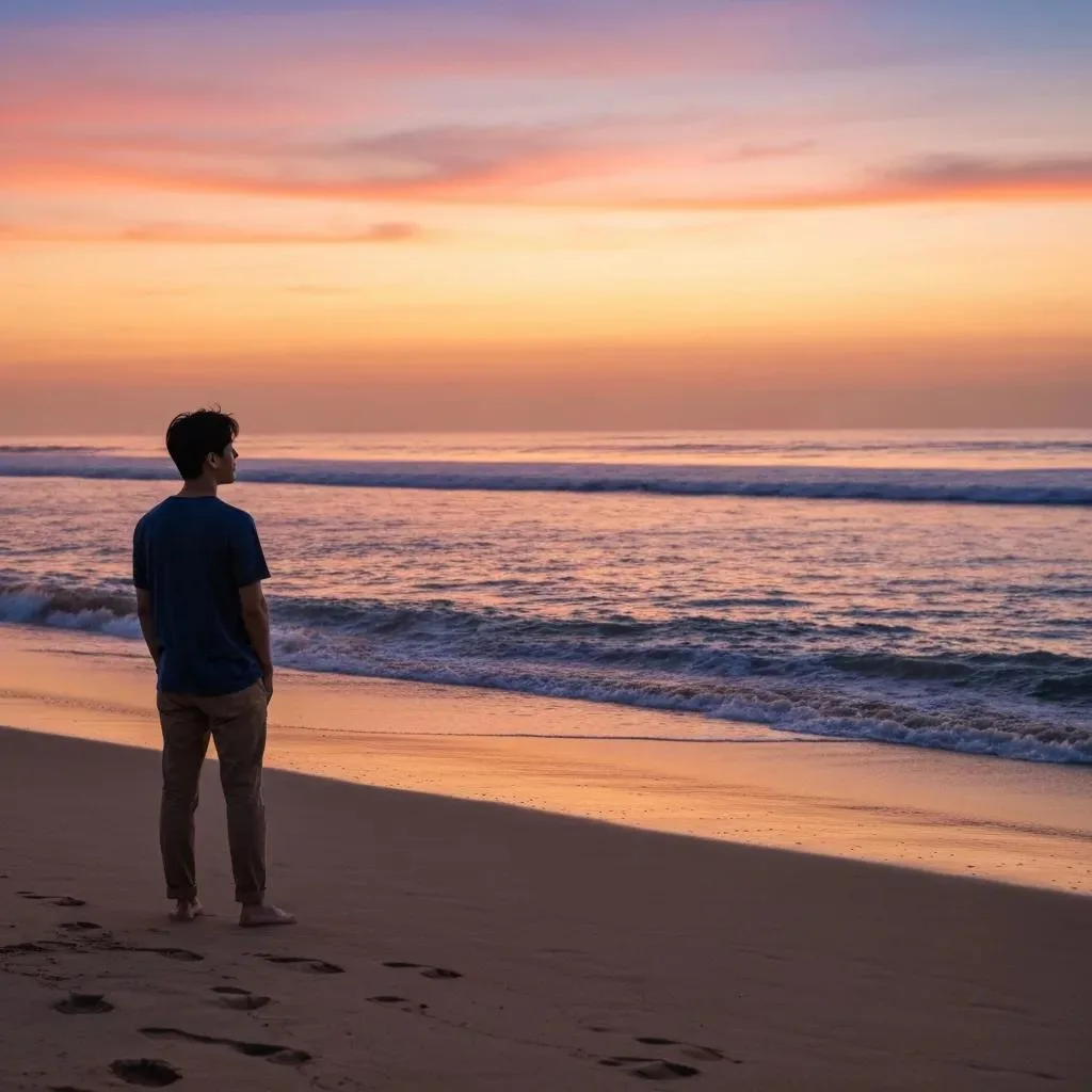 Volunteering: Giving Back In Addiction Recovery Person standing on a beach at sunset, reflecting on personal growth and community engagement, symbolizing the journey of recovery through volunteering.