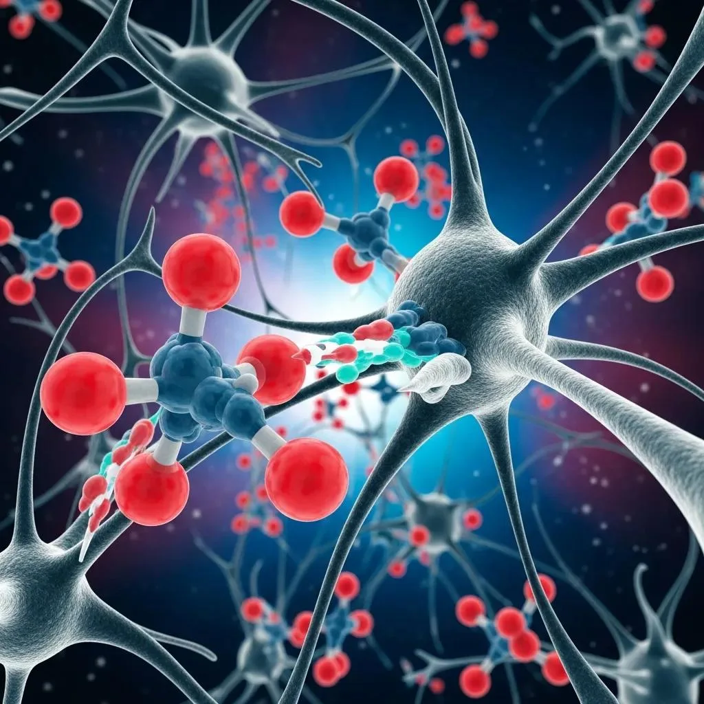 Artistic Depiction Of Dopamine Molecules Moving Through A Neural Network To Illustrate The Brain'S Reward Pathways