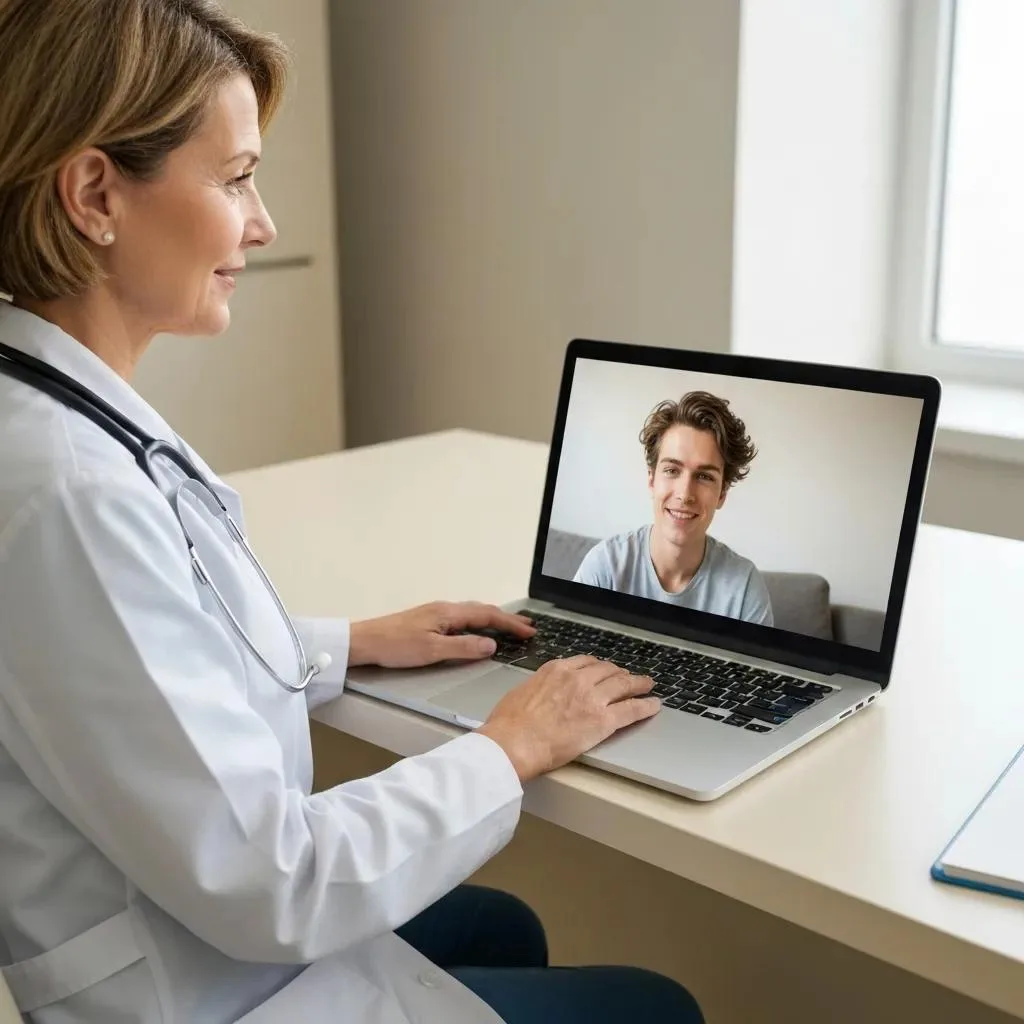 A Clinician Leading A Telehealth Session With A Client To Show Virtual Addiction Care.