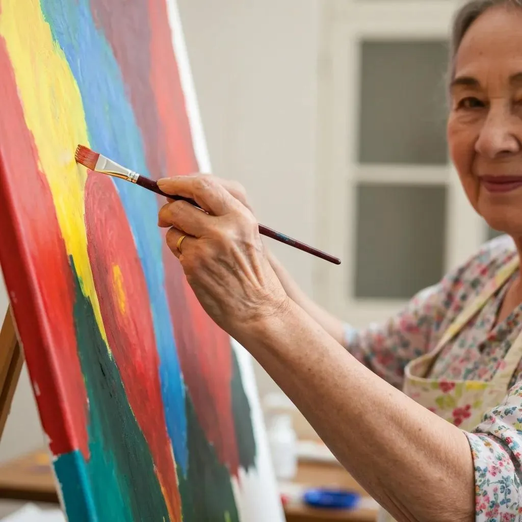 Close-Up Of A Person Painting To Express Feelings During Art Therapy