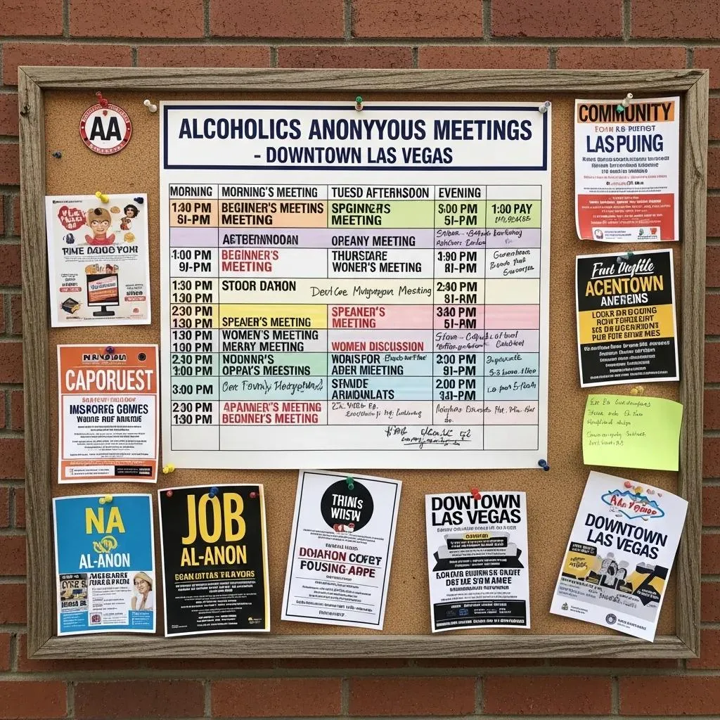 Community Bulletin Board Listing Aa Meeting Times Around Downtown Las Vegas