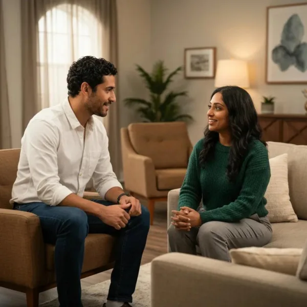 Couple In A Therapy Session, Symbolizing Support And Healing In Addiction Recovery