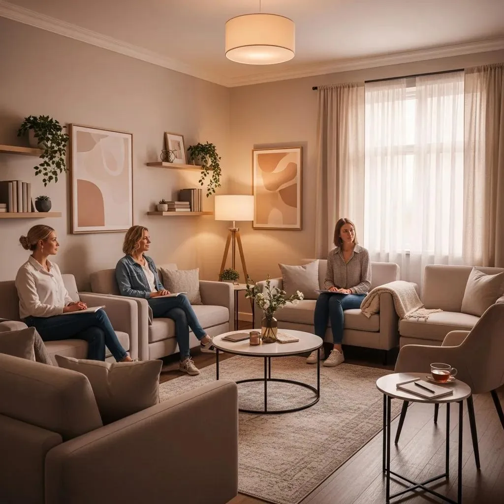 Comfortable Therapy Room Representing Addiction Treatment Services Often Covered By Bcbs