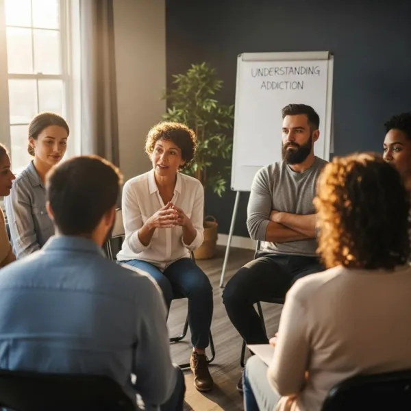 Blogs Diverse Group Discussing Addiction Recovery In A Supportive Environment