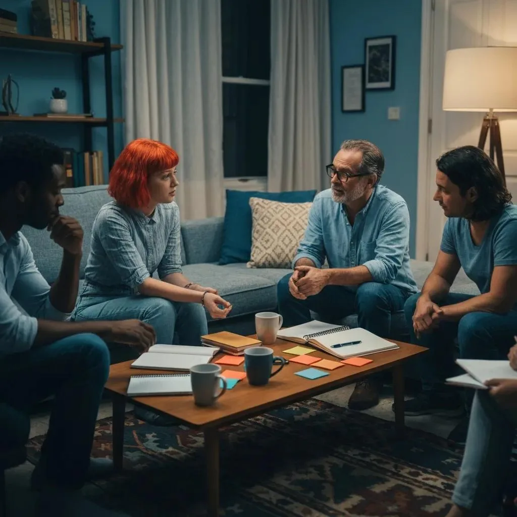 A Diverse Recovery Support Group Gathered In A Comfortable Setting