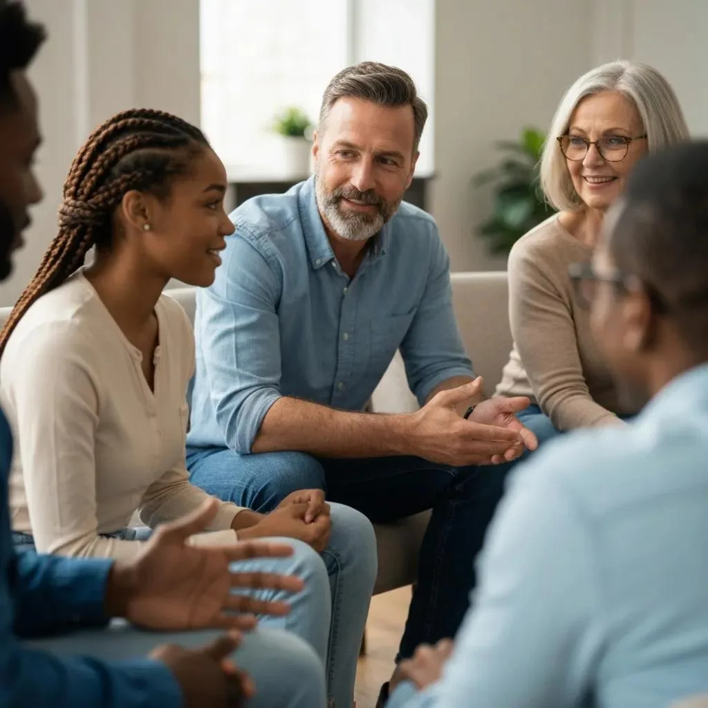 A Diverse Support Group Meeting — Showing The Importance Of Social Support In Recovery