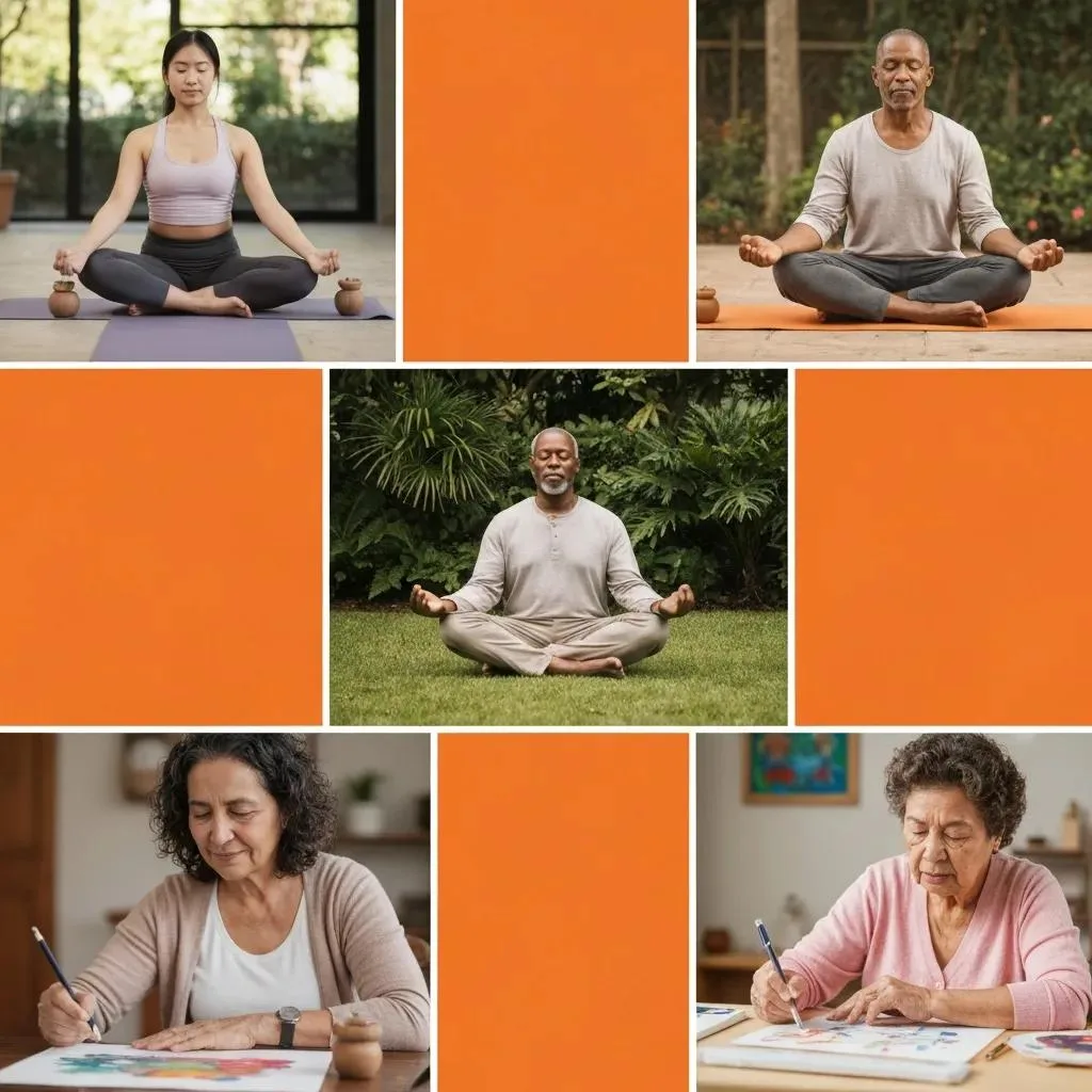 Group Practicing Yoga And Mindfulness During Recovery Activities