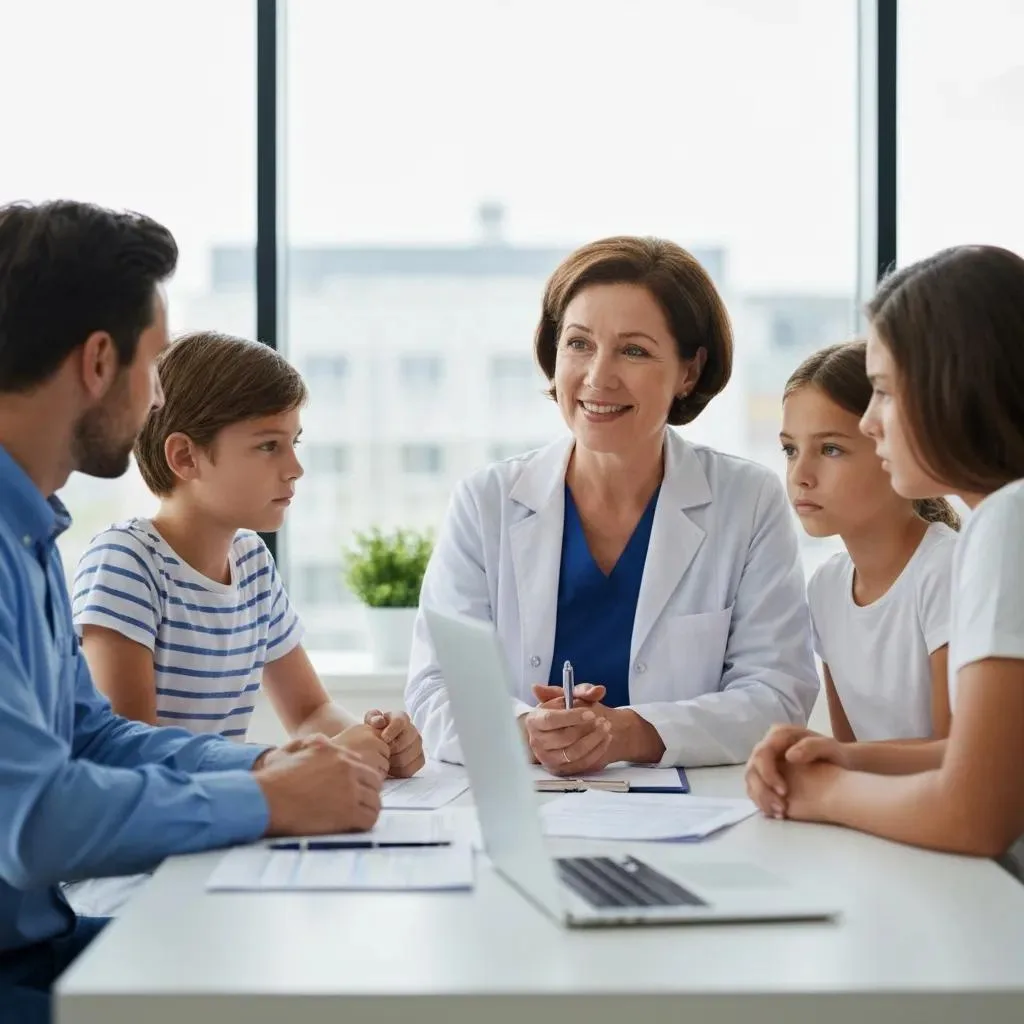 Top Detox Centers In Las Vegas, Nevada Family consulting with a healthcare professional about detox options, emphasizing support and guidance in a clinical setting.