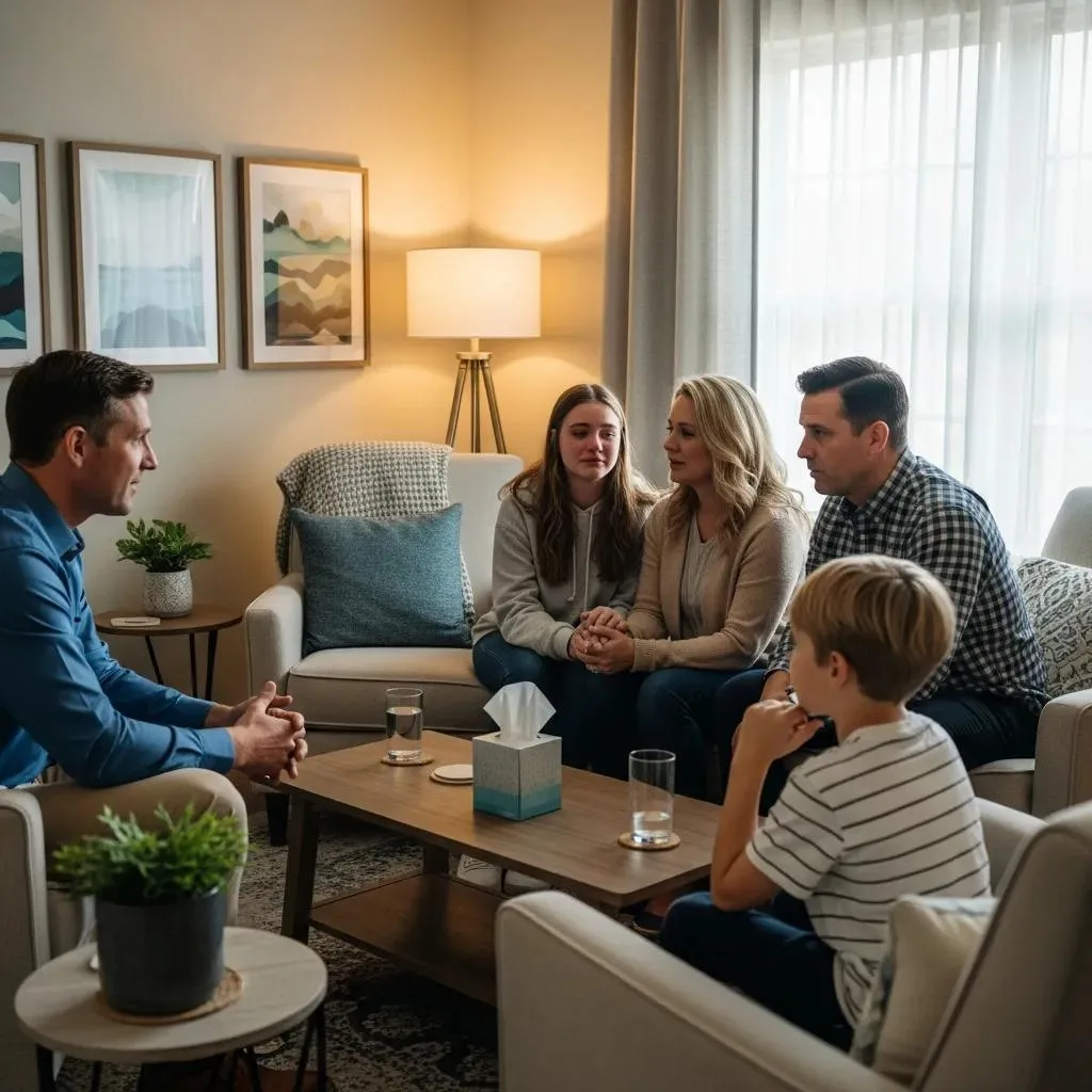 Family Counseling Session At Betterchoice, With Clinicians Supporting Recovery And Family Communication