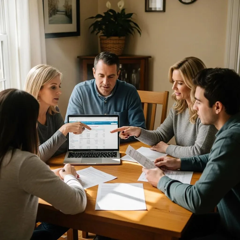 Cigna Insurance For Addiction Treatment Las Vegas Family Reviewing Insurance Documents And Laptop While Discussing Treatment Options