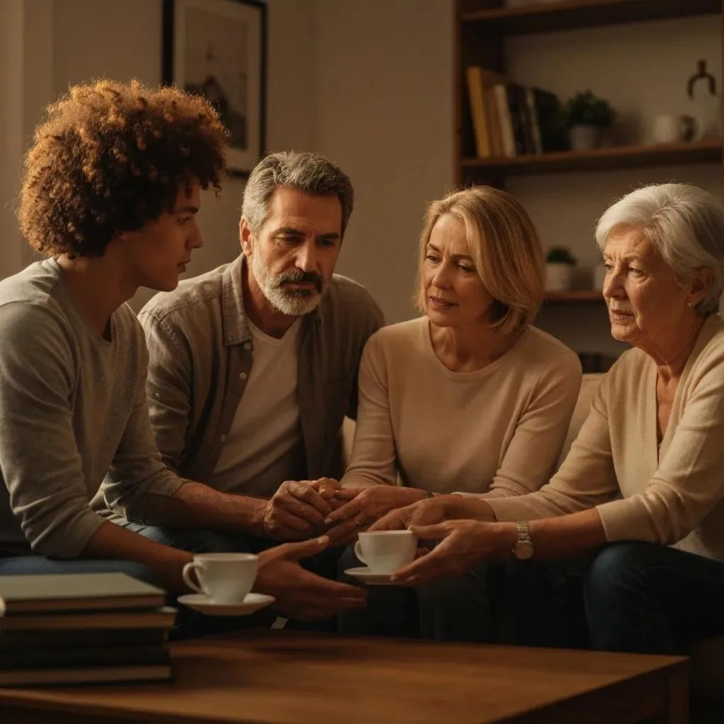 Addiction Therapy &Amp; Counseling In Las Vegas, Nv Family Meeting To Plan Support For A Loved One In Recovery, Shown In A Comfortable Living Room