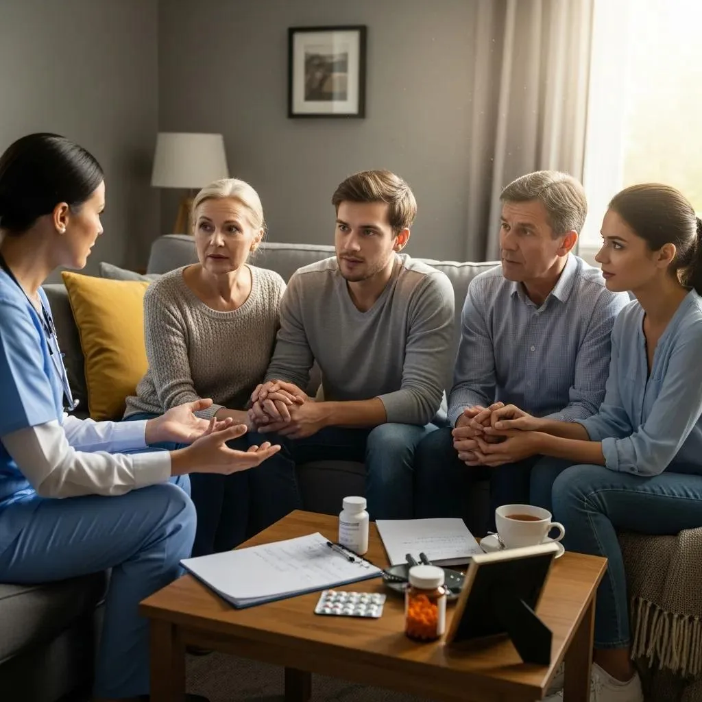 Family Meeting With A Clinician To Review Medication And Recovery Plans