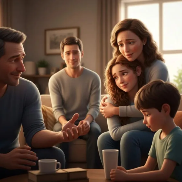 Family Members Supporting Each Other In A Cozy Living Room, Emphasizing The Importance Of Family Involvement In Addiction Recovery