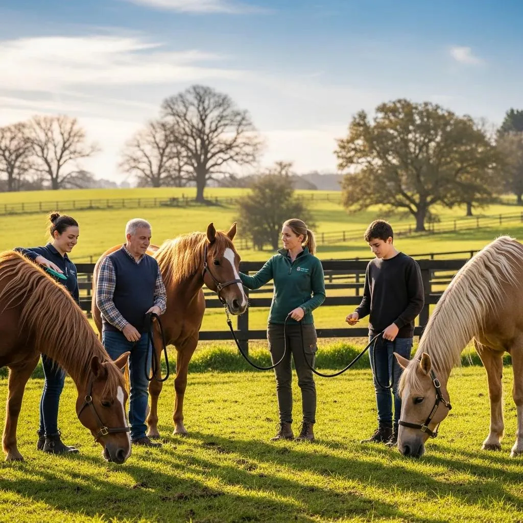 Equine Therapy In Addiction Treatment Las Vegas Group Participating In Equine Therapy Activities To Build Trust And Skills