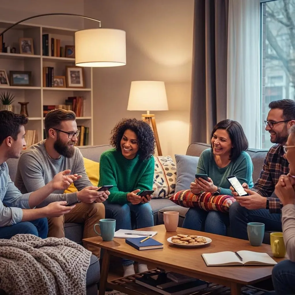 A Small Group Sharing Experiences About Peer Support Apps In A Welcoming Setting, Highlighting Community Support