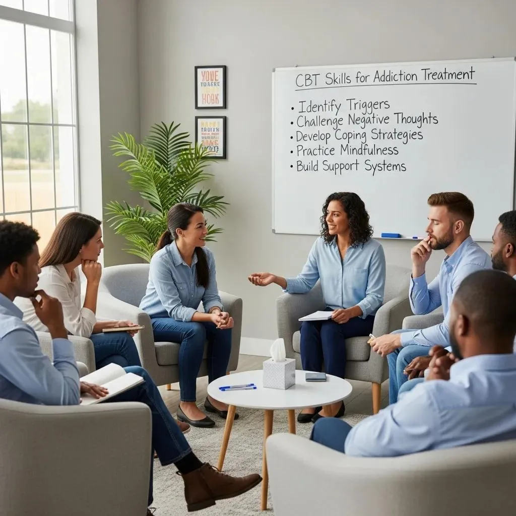 Group Therapy Session Demonstrating Effective Cbt Techniques For Addiction Treatment
