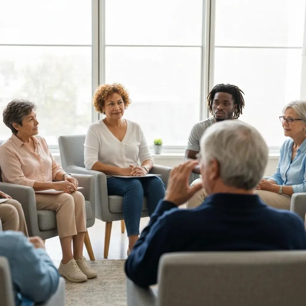 Addiction Therapy &Amp; Counseling In Las Vegas, Nv Group Counseling Session In Las Vegas Showing Diverse Participants Supporting One Another