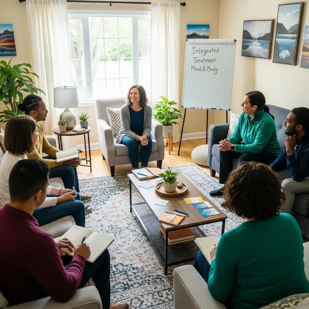 Group Therapy Session For Integrated Treatment Of Dual Diagnosis In A Supportive Environment