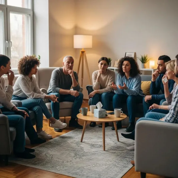 Group Therapy Session Illustrating Community Support In Addiction Recovery