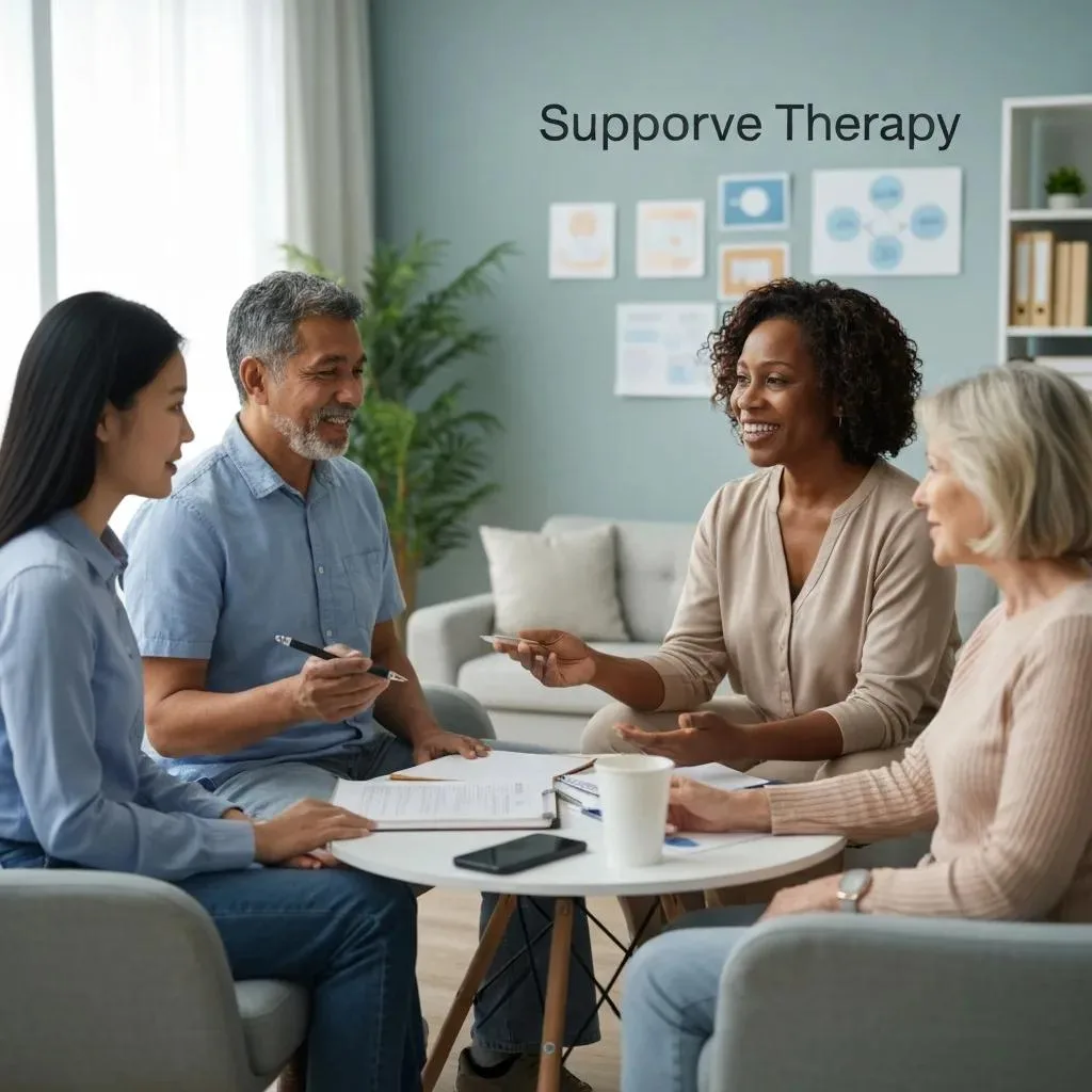 Understanding Mental Health Support Services In Las Vegas Supportive Group Therapy Session Showing Participants And Facilitator In Discussion