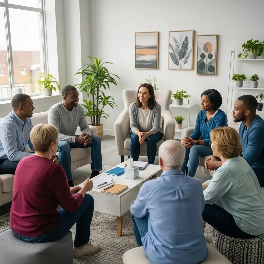 Inpatient Vs. Outpatient Rehab: Which Is Right? Group Therapy Session In An Outpatient Rehab Setting Showcasing Flexibility And Support