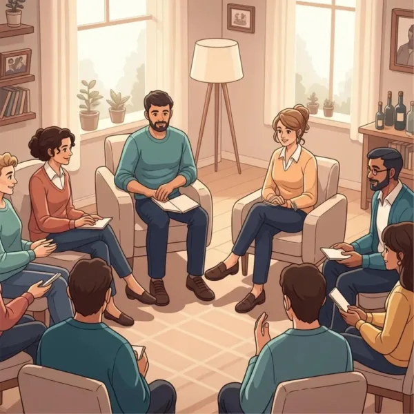 Blogs Group Therapy Session Showcasing Diverse Individuals Sharing Experiences In A Supportive Environment