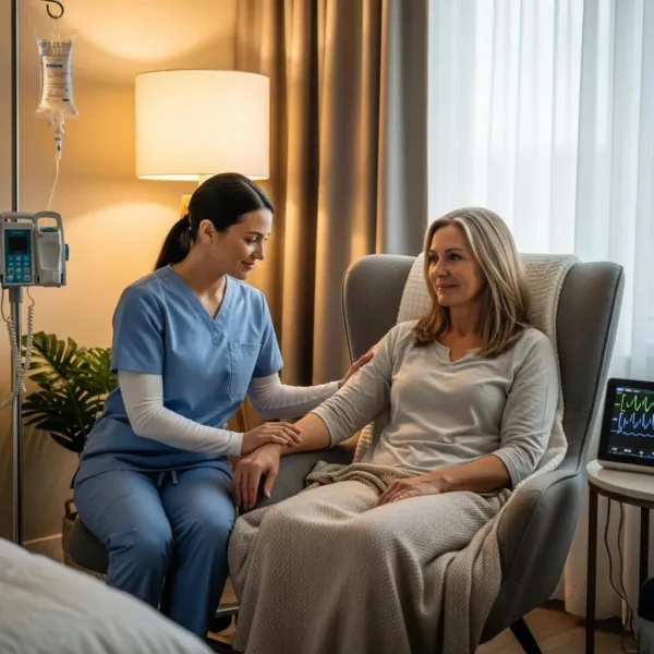 Healthcare Professional Assisting A Patient In A Warm Detoxification Environment