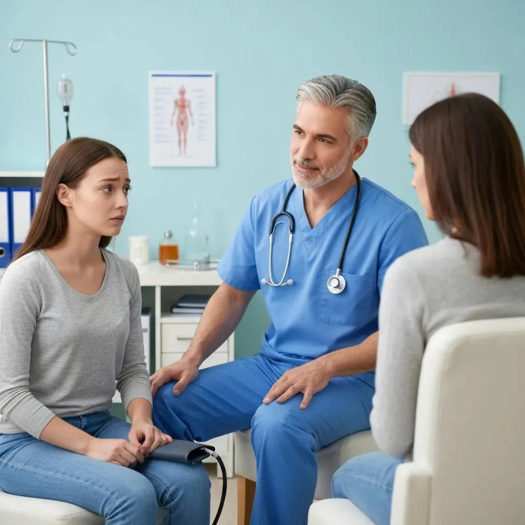 Understanding Alcohol Detox Options In Las Vegas Healthcare professional conducting an intake assessment for alcohol detox with a patient, discussing medical history and vital signs in a clinical setting.