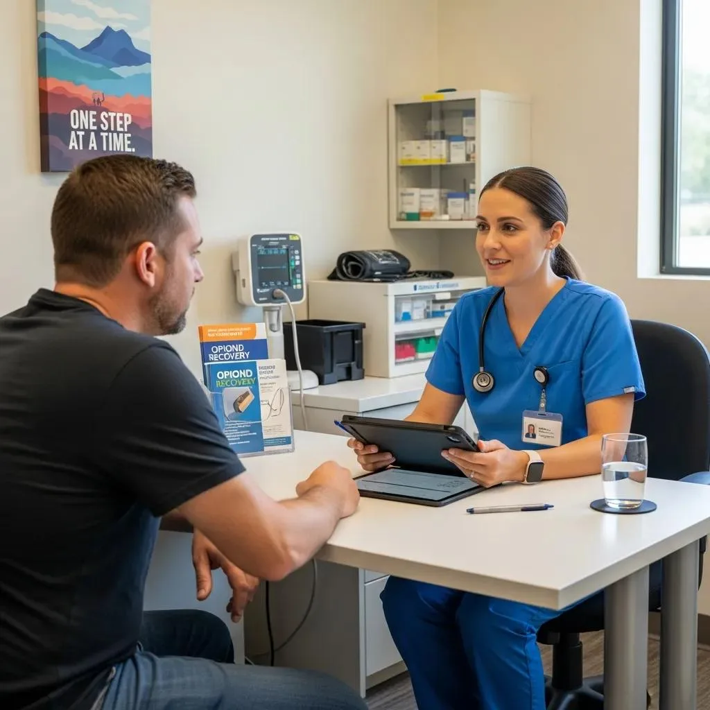 Opioid Detox Program Summerlin, Nevada Healthcare Professional Conducting An Intake Assessment For Opioid Detox