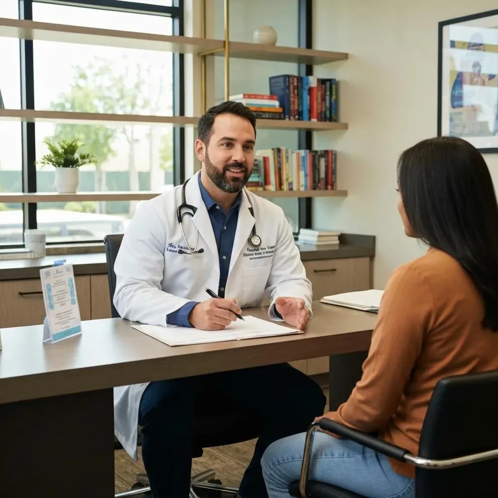 Clinician Reviewing Personalized Treatment Options With A Client In A Modern Las Vegas Clinic