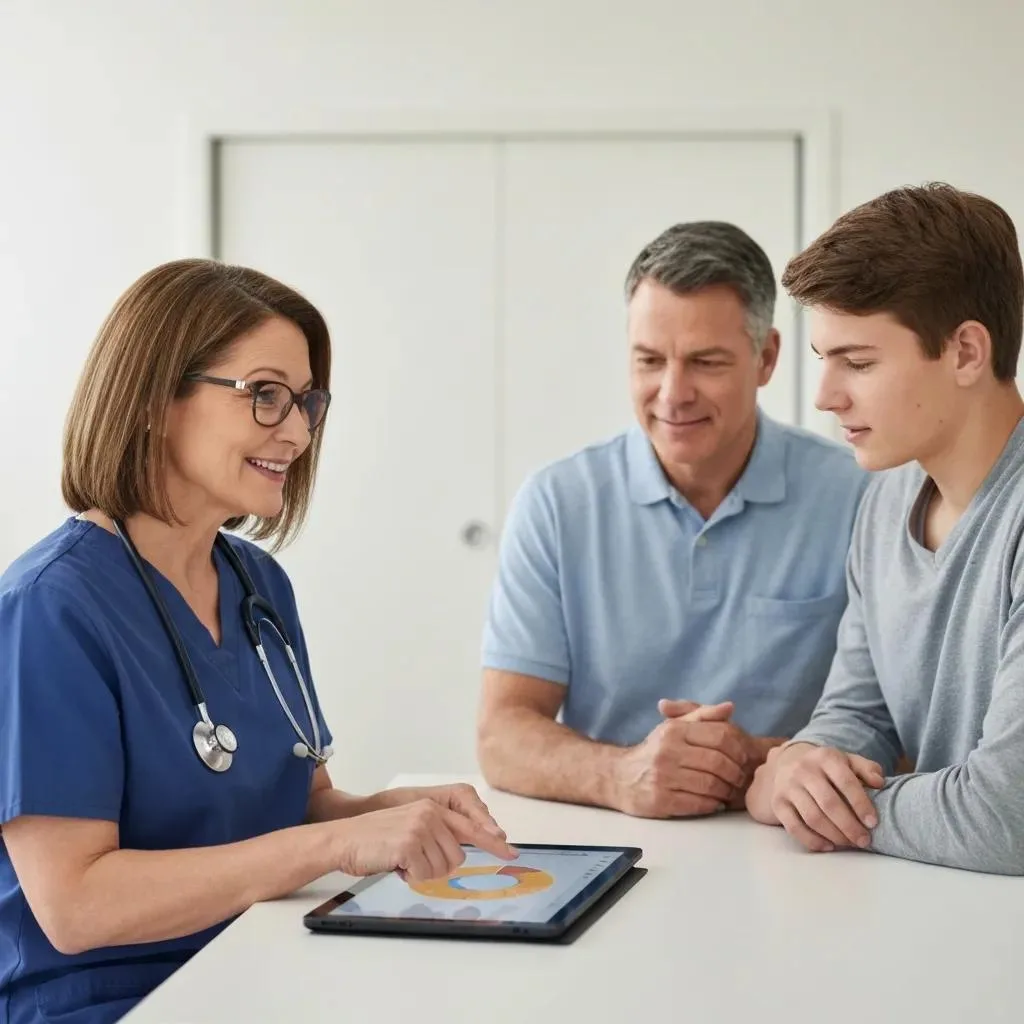 Comparing Success Rates: Las Vegas Treatment Centers Vs. National Averages Explained Clinician Reviewing Treatment Outcome Statistics With A Family In A Clinic