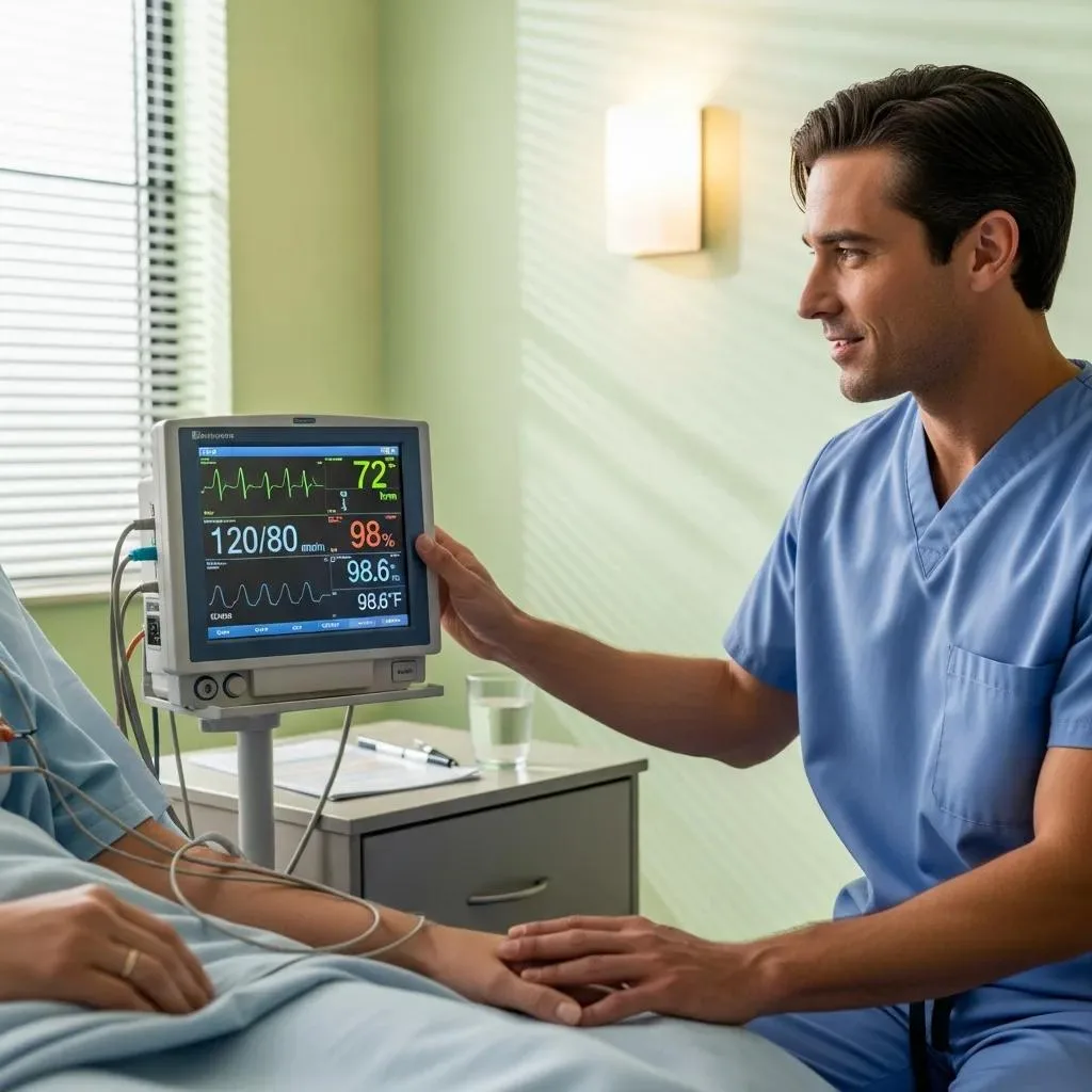 Healthcare Professional Monitoring A Patient During Medically Supervised Alcohol Detox