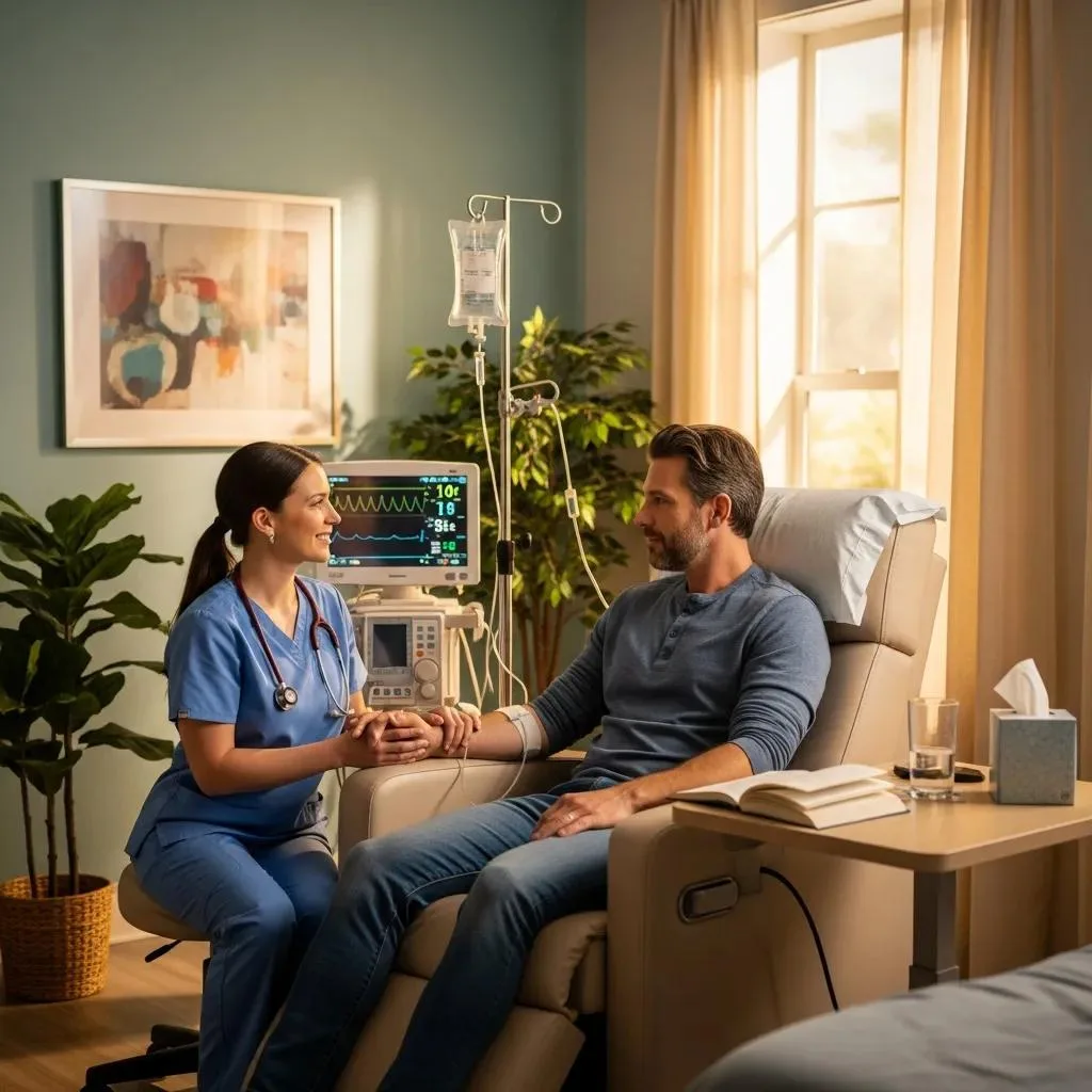 Clinician Offering Support During Medically Supervised Detox For Stimulant Withdrawal