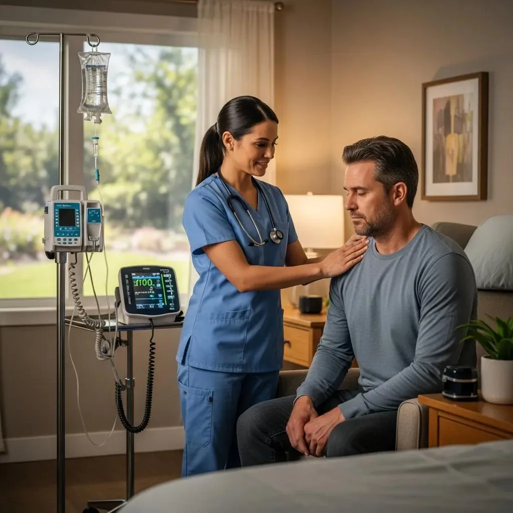 Clinician Supporting A Patient During Medically Supervised Adderall Detox In Las Vegas