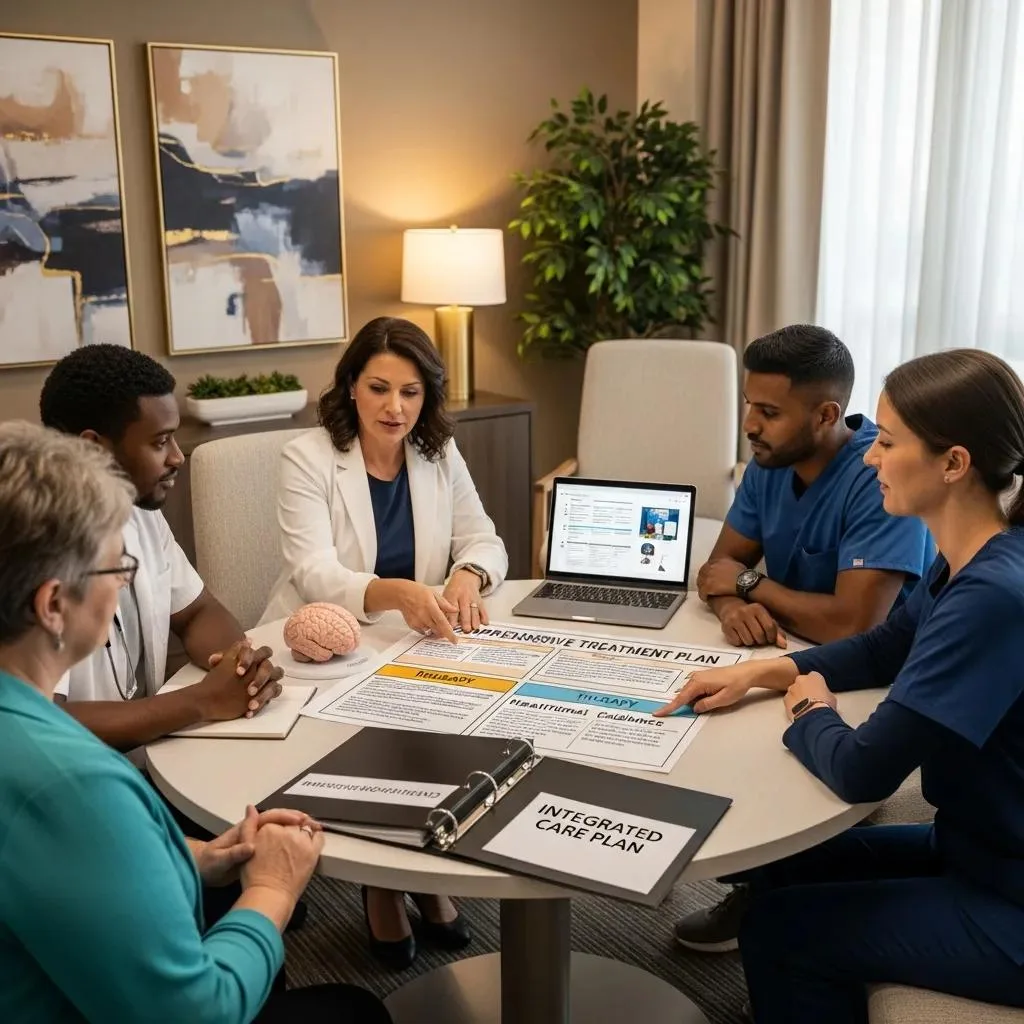 Clinical Team Consulting On An Integrated Dual-Diagnosis Treatment Plan