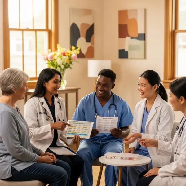 Healthcare Professionals Collaborating On Medication Management For Dual Diagnosis Treatment