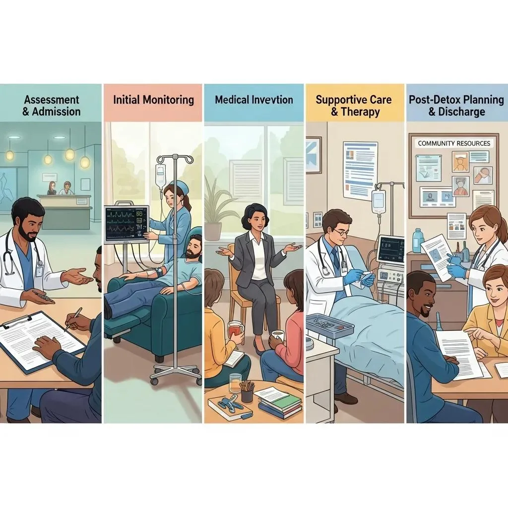 Clinicians And Nurses Guiding Patients Through A Medically Supervised Detox Process