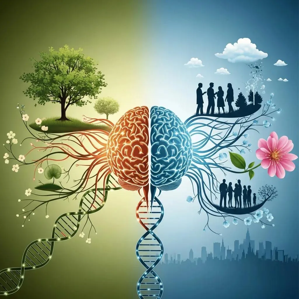 Illustration Showing How Genetic And Environmental Factors Influence Brain Pathways In Addiction