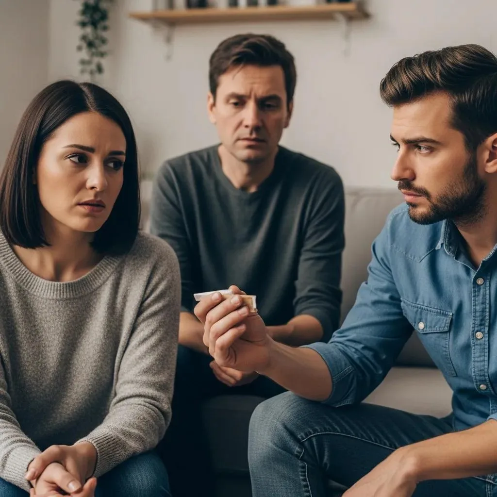 Family Therapy: Healing Relationships In Recovery Illustration Of Codependency And Enabling Behaviors In A Family Setting, Capturing Emotional Tension And Concern