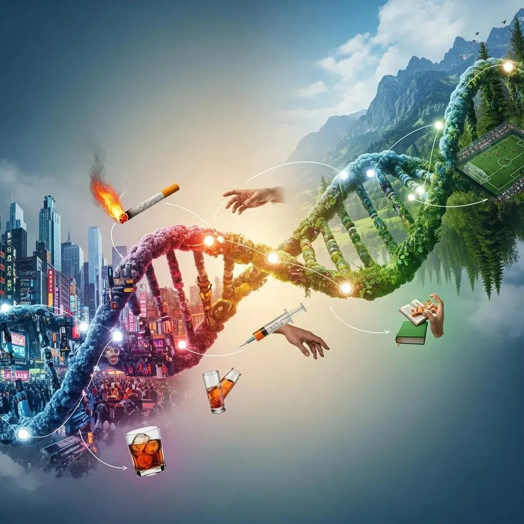 Is Addiction A Disease? Understanding The Science Graphic Showing Interaction Of Genes And Life Experiences In Addiction Risk