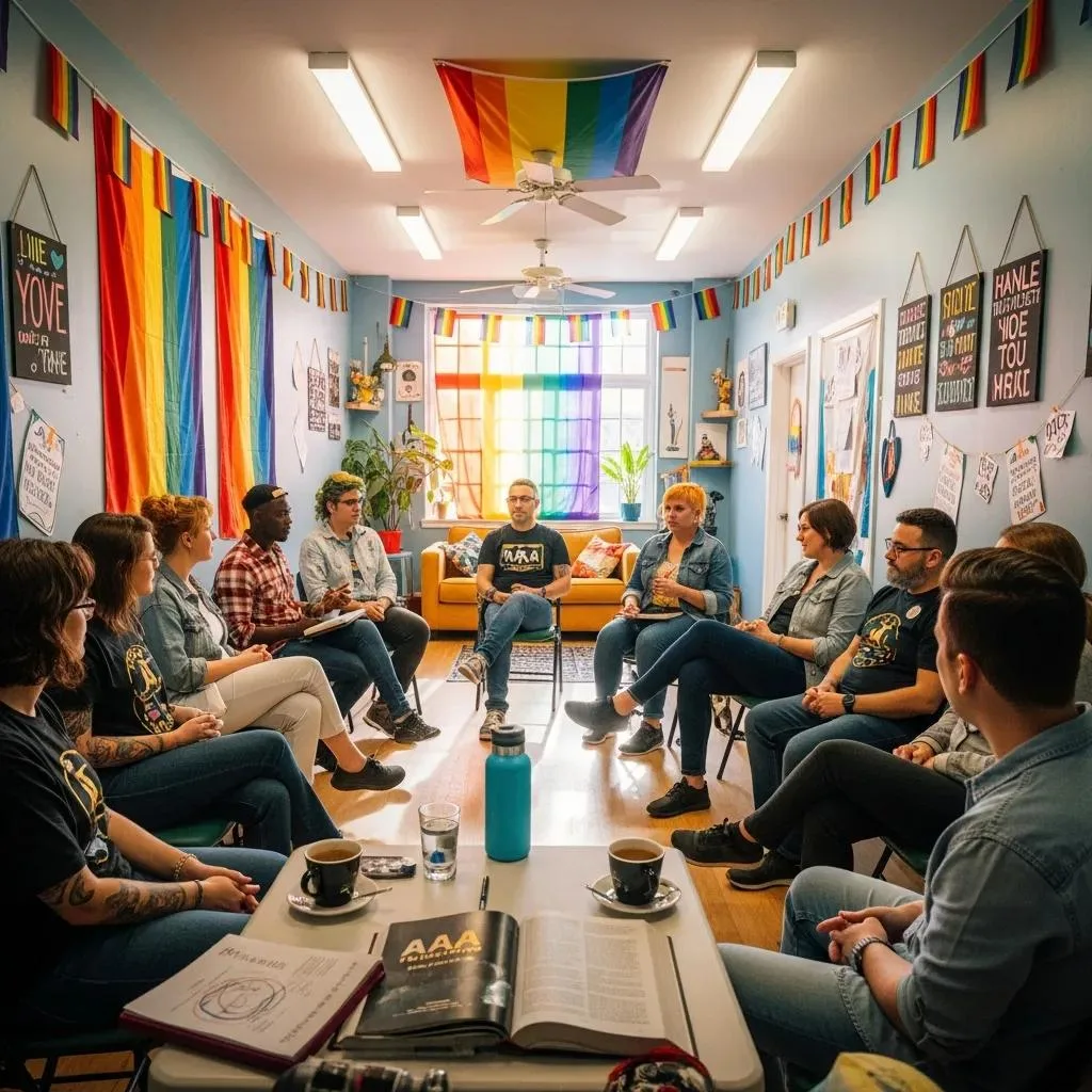 Inclusive Aa Meeting In Las Vegas For Lgbtq+ Members, Highlighting Acceptance And Peer Support