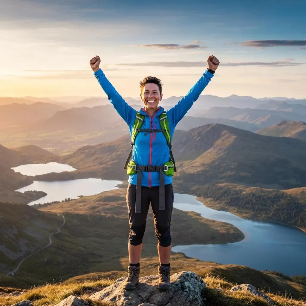 Hiking For Mental Clarity In Addiction Recovery Person Reaching A Summit — Symbol Of Improved Mental Health From Hiking Therapy