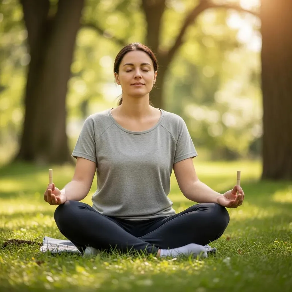 Mbsr For Addiction: Reducing Stress &Amp; Relapse Risk Individual Practicing Mindful Breathing Outdoors, Illustrating The Calming Effects Of Mindfulness Techniques For Craving Management