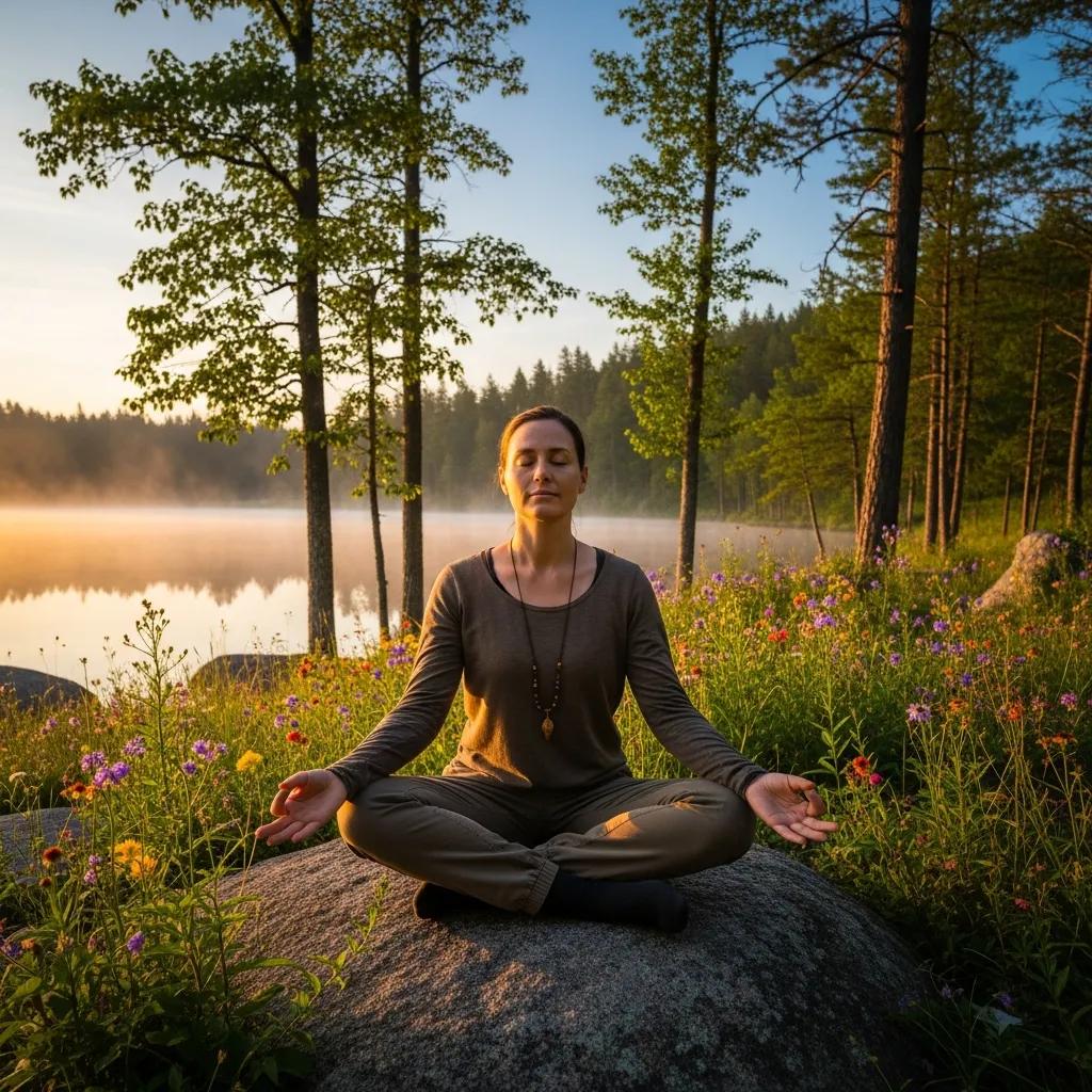 Individual Practicing Mindfulness In Nature, Illustrating Coping Skills For Relapse Prevention