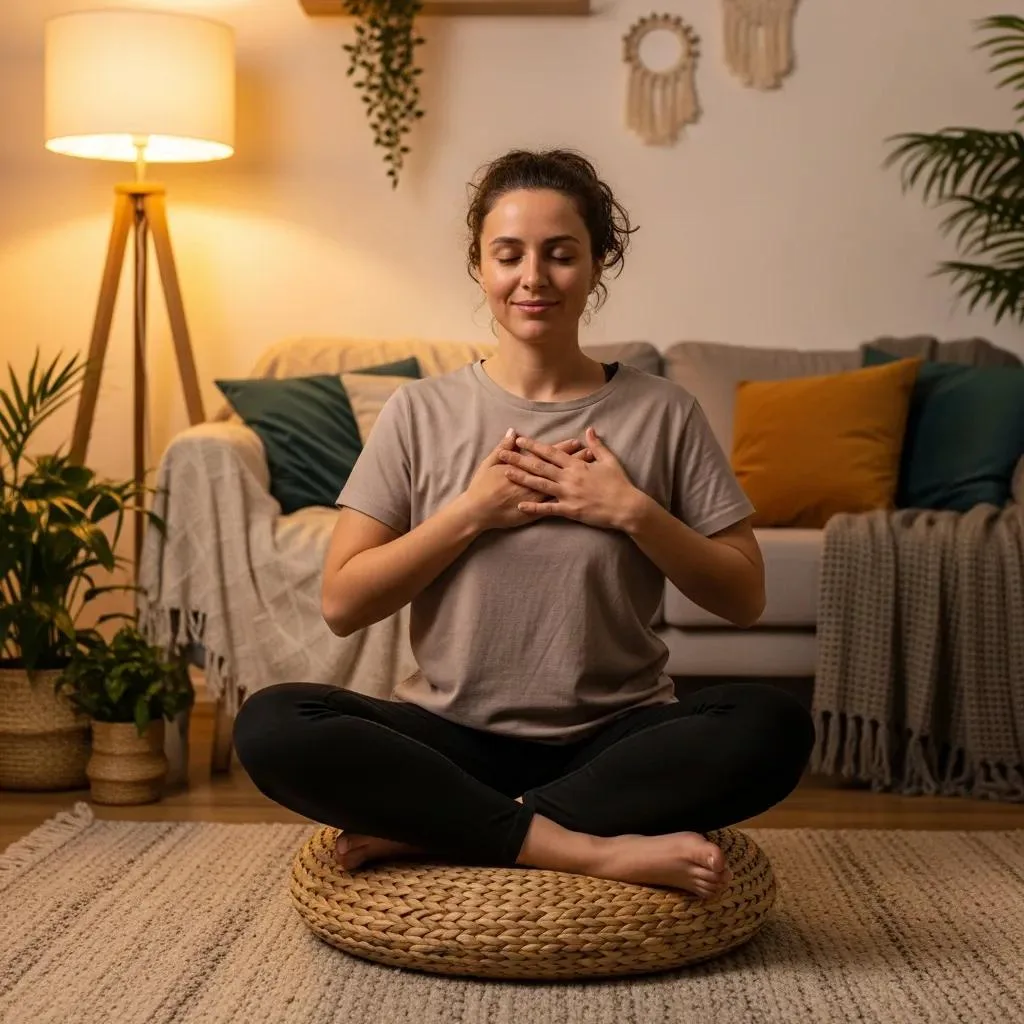Person Practicing A Self-Compassion Pause At Home — Gentle, Grounding, And Restorative