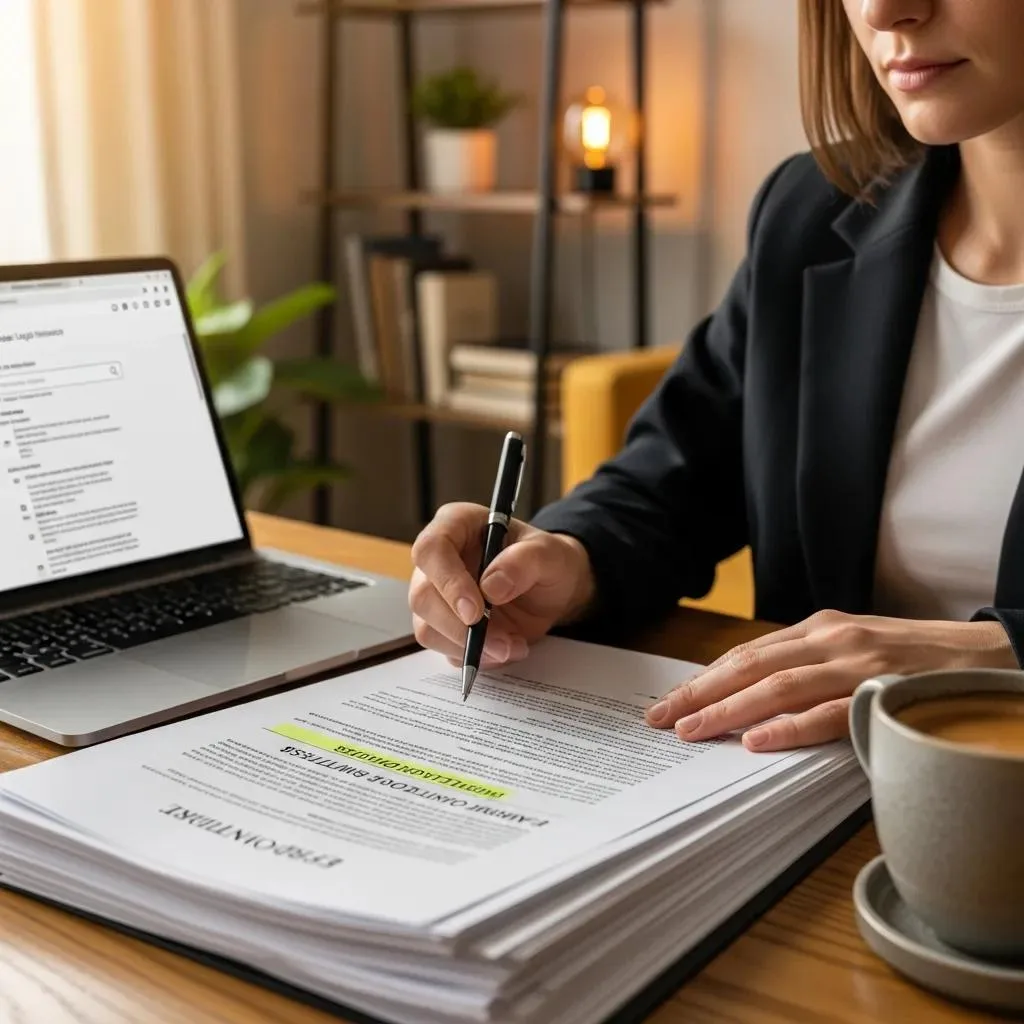 Person Reviewing Paperwork About Workplace Rights And Medical Leave After Treatment
