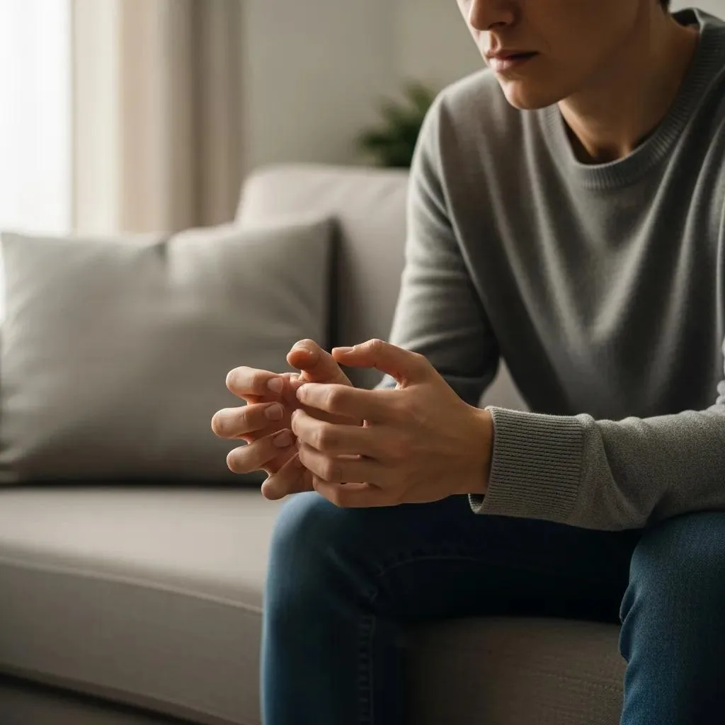 Person Displaying Physical Signs Linked To Alcohol Dependence