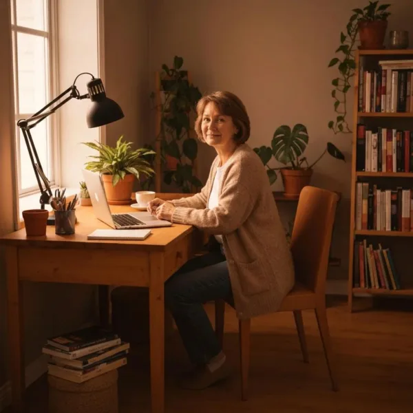 Individual Working On A Resume In A Cozy Workspace, Symbolizing Recovery And Job Readiness